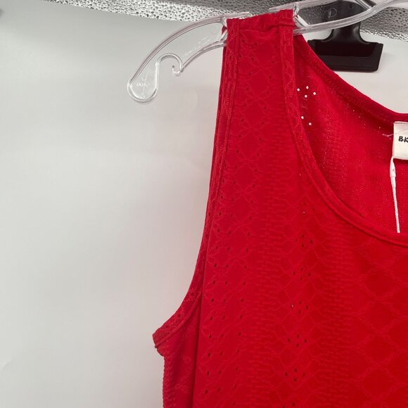 BKRIVE Womens Sleeveless Shift Dress Textured Red Size Large New Pockets - Picture 5 of 9